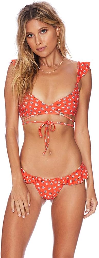 Beach Riot Coral Floral Lauren Bikini Top