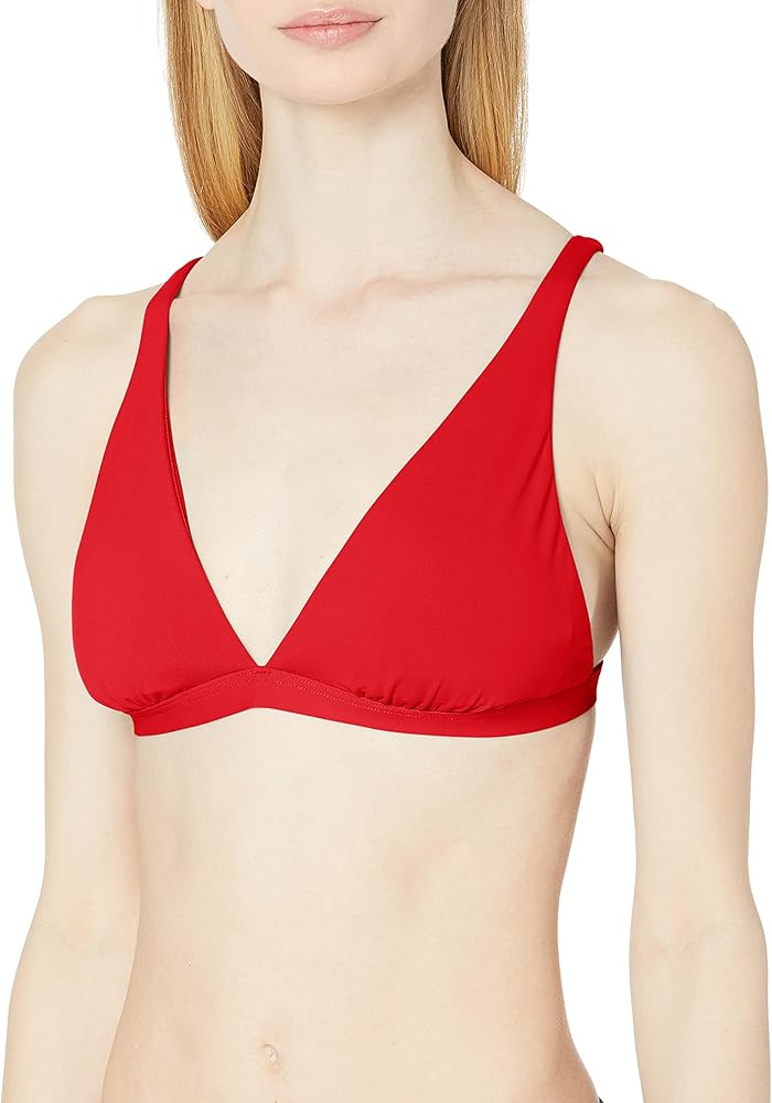 Seafolly Women's Longline Triangle Bikini Top Swimsuit with Adjustable Straps, Active Chilli, 4