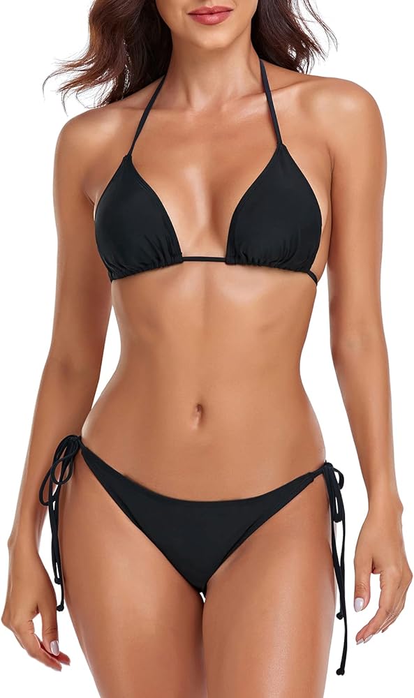 Women’s Sexy Bikini Set Halter String Triangle Swimsuit Tie Side Bottom Bathing Suit