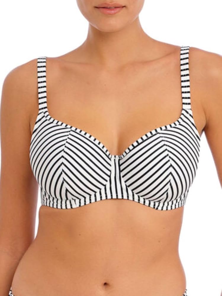 Freya Jewel Cove Sweetheart Bikini Top 34D, Black/White Stripe