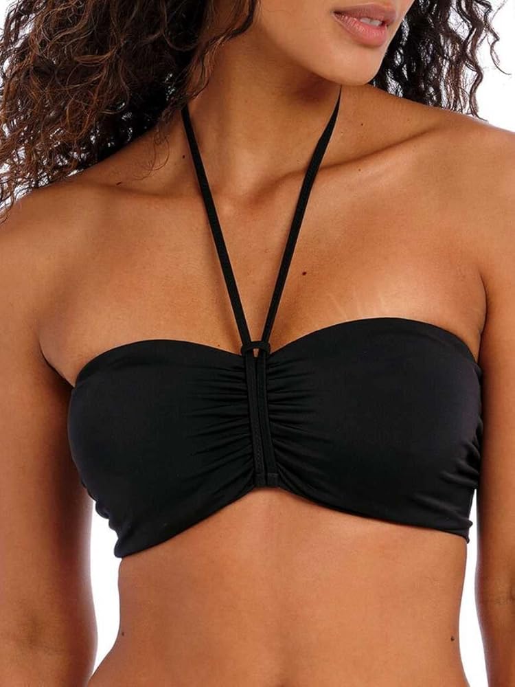 Freya Jewel Cove Bandeau Bikini Top 30E, Black Solid