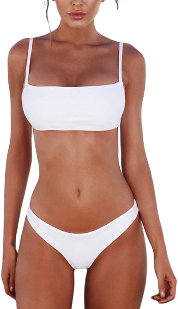 meioro Bikini Set Swimsuits for Women Low Waisted Two Piece Swimwear with Brazilian Push up Top Cheeky Bottom Bathing Suits