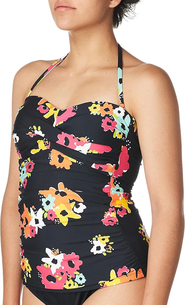 Anne Cole - Textured Twist Front Bandeau Tankini Top with Cutout