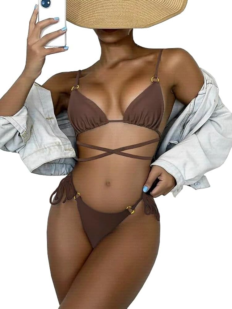 Sexy Bikini Set for Women Thong Hater String Cheeky Two Piece Swimsuite Bathing Swimwear