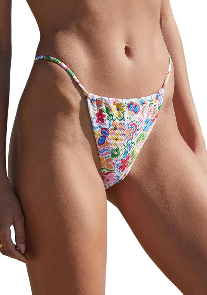 PacSun Women's Multicolor Mila Textured Curtain High Cut Bikini Bottom