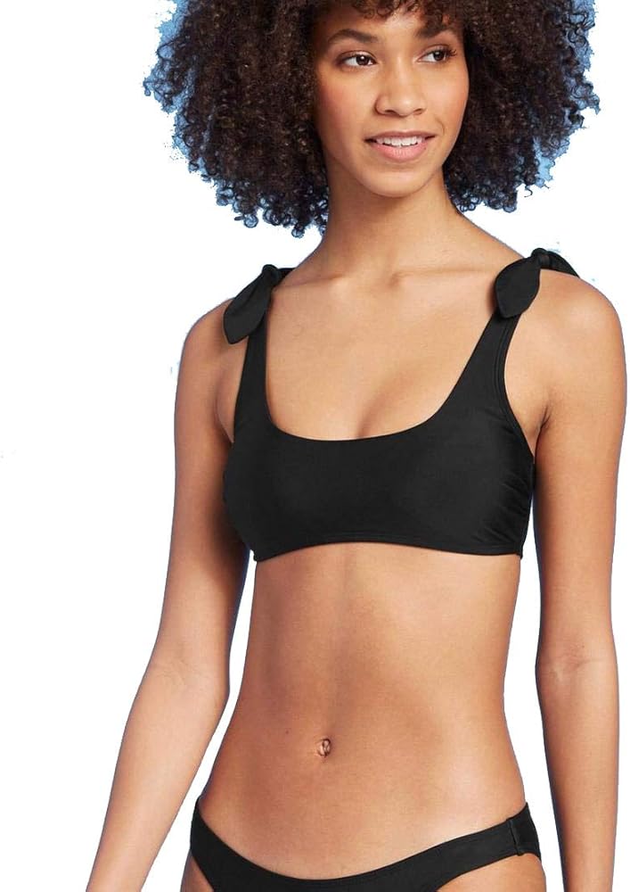 Women's Shoulder Tie Bralette Bikini Top (Black)