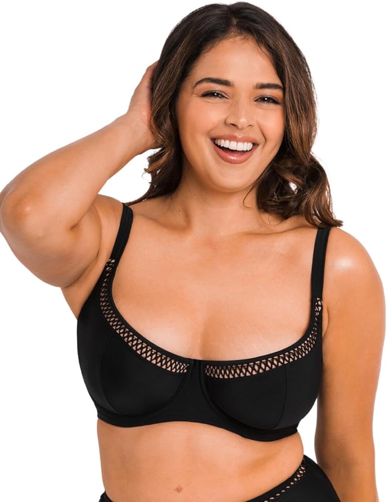 Curvy Kate Women's First Class Balcony Bikini Swim Top, CS20306, Black, 36H