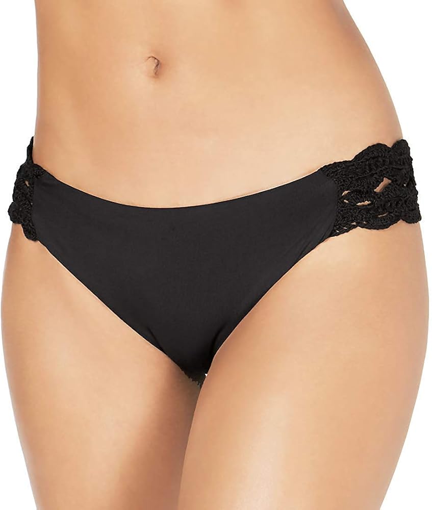 BECCA by Rebecca Virtue Women's Black Spiritual Crochet Tab Bikini Bottoms, Small