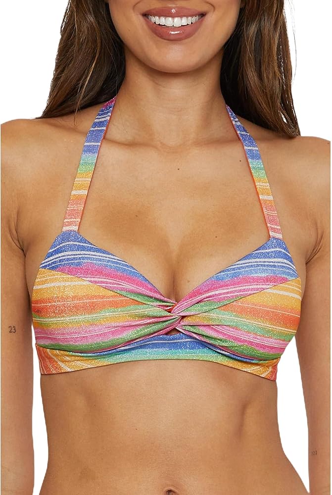 BECCA Women's Standard Shoreline Halter Bikini Top, Adjustable, Tie Back, Swimwear Separates