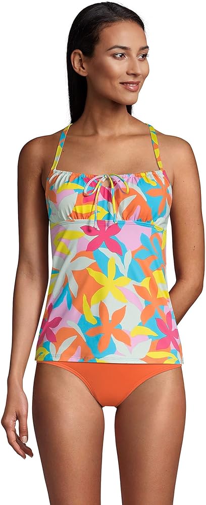 Lands' End womens Tie Front Underwire Tankini Top