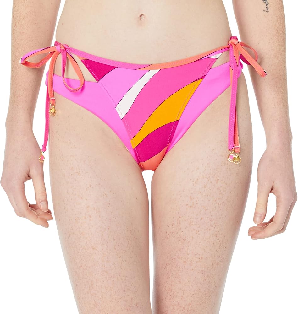 Trina Turk Women's Standard Vivid Vista Layered Tie Side Bikini Bottom-Cheeky Coverage, Swimwear Separates