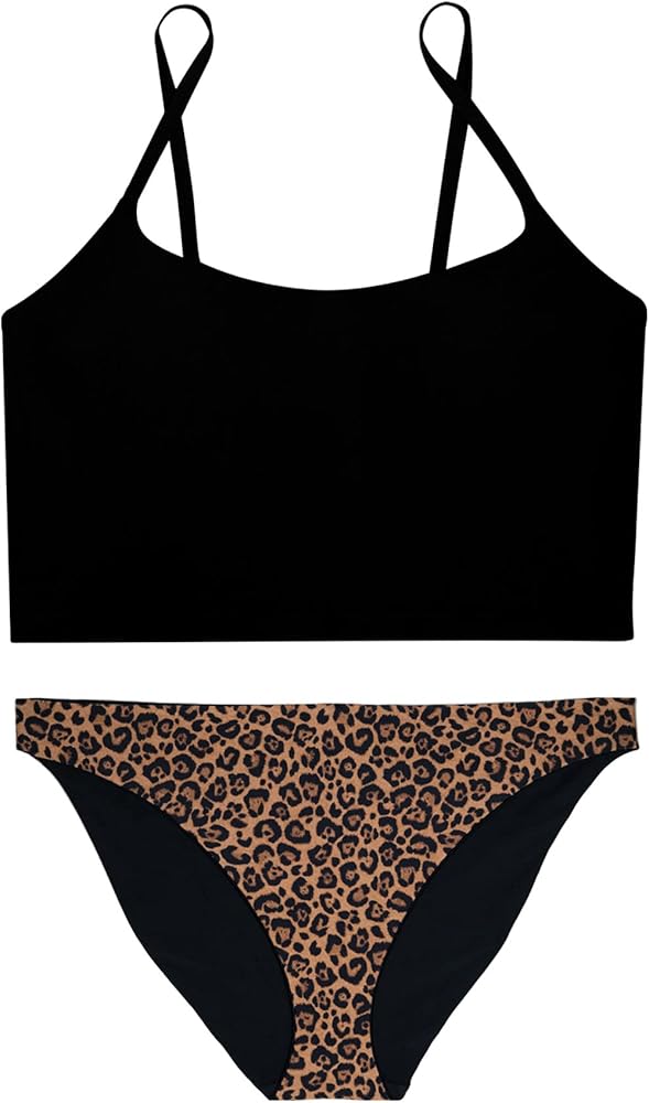 Smart & Sexy Women's Longline Top and Reversible Banded Bikini Bottom Set