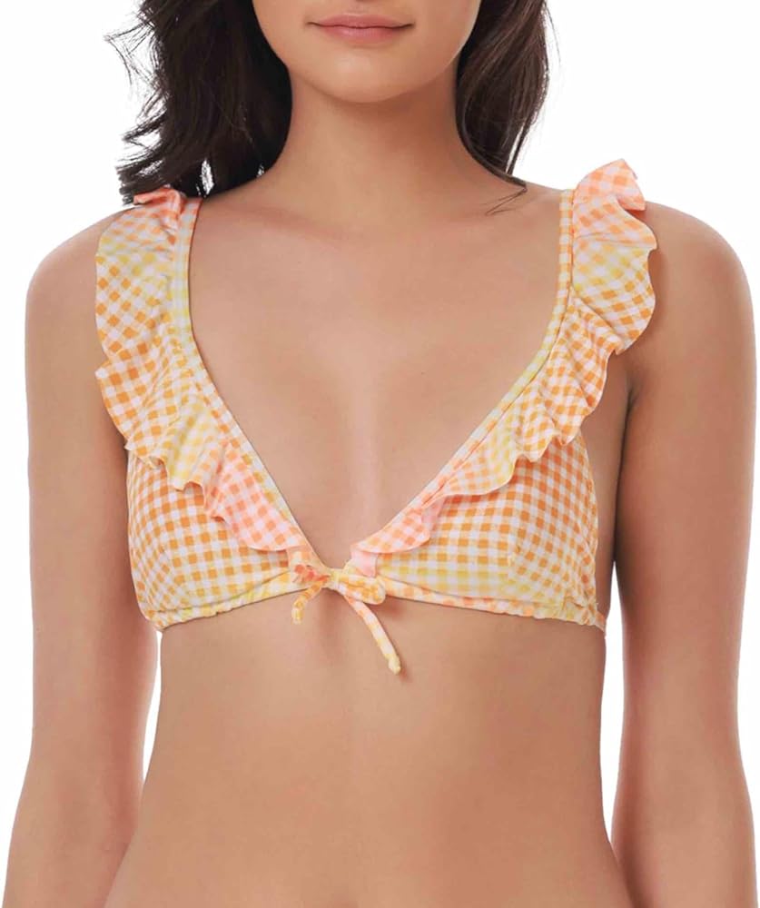 Lucky Brand Women's Summer Riot Ruffle Bralette Bikini Top, Adjustable, Tie Back, Swimwear Separates