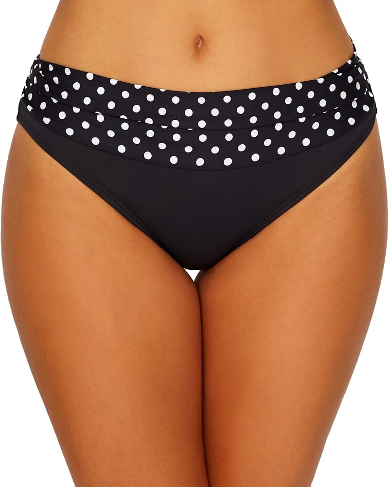 Sunsets Unforgettable Bikini Swim Bottom, Black Dot, Large