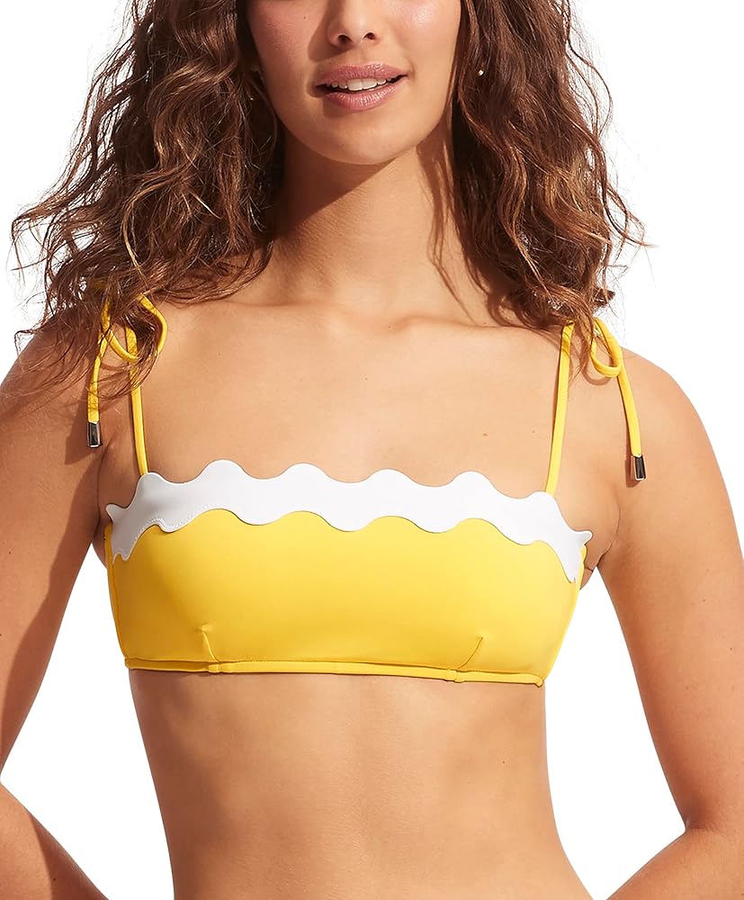 Seafolly Women's Spliced Bustier Bandeau Bikini Top Swimsuit