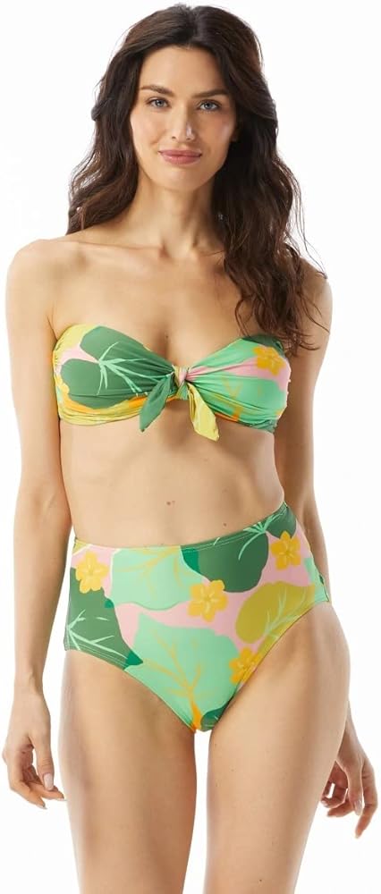 Kate Spade New York womens Cucumber Floral Tie Bandeau Bikini Top