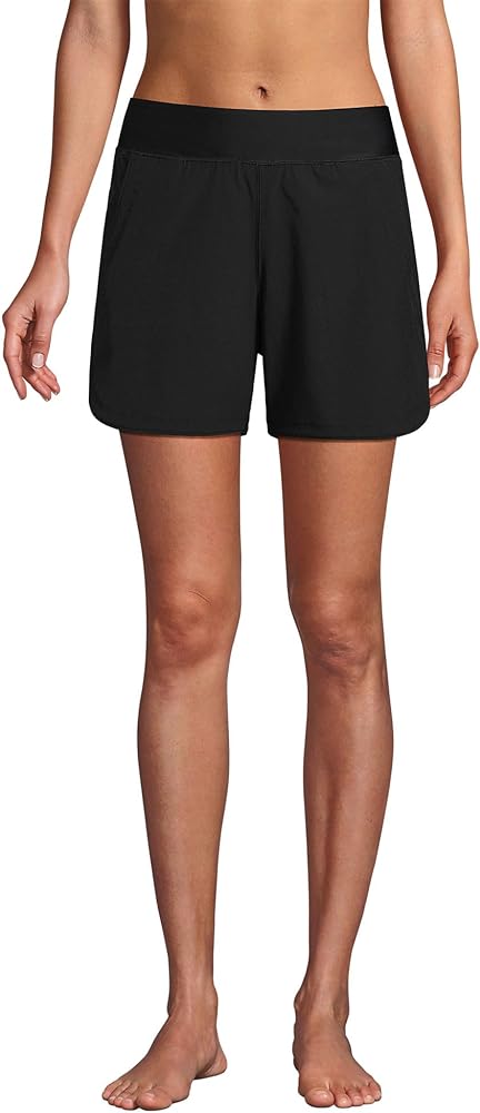 Lands' End Women's 5" Quick Dry Elastic Waist Board Shorts Swim Cover-up Shorts with Panty