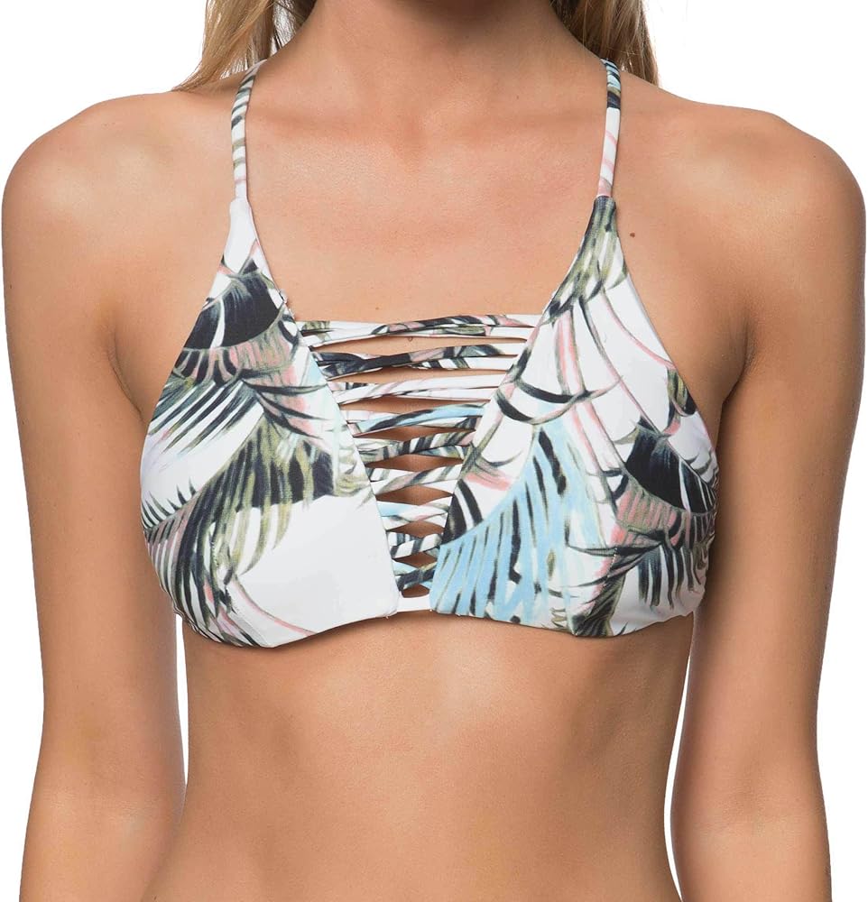 O'Neill Women's Palm Strappy Hight Neck Halter Bikini Top