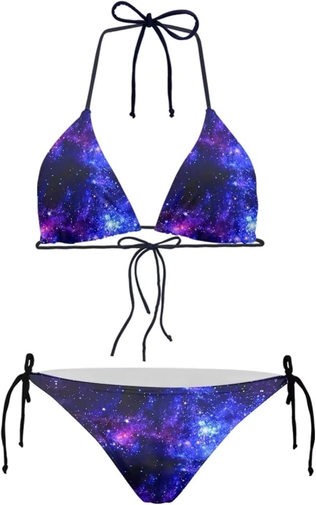 Women's High Waist Halter Bikini Set Two Piece Swimsuits String Triangle Bikini Sets