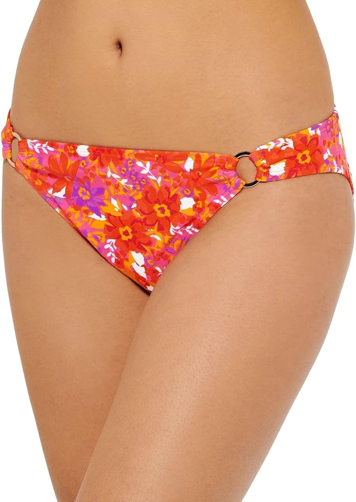 Swimwear Junior Floral O Ring Hipster Bikini Orange XL