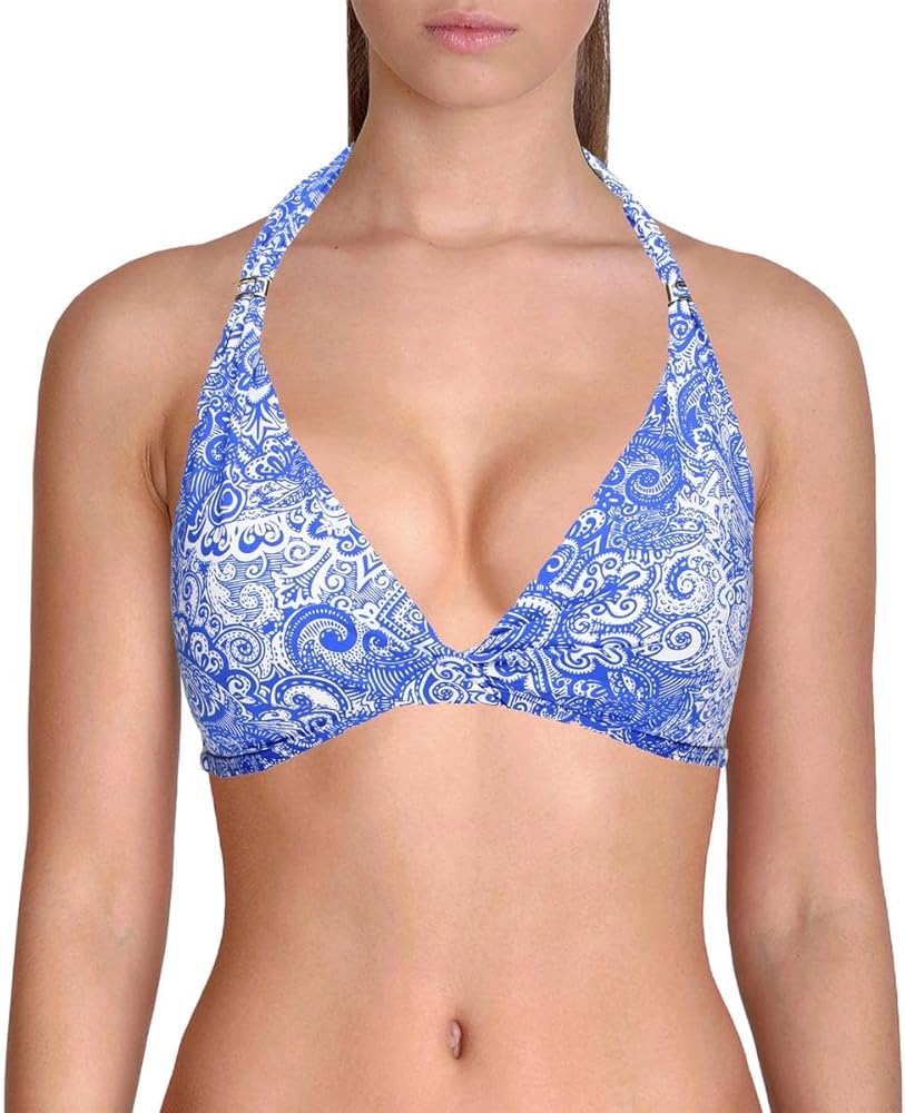 Lauren Ralph Lauren Womens Printed Twist Front Bikini Swim Top Blue 6