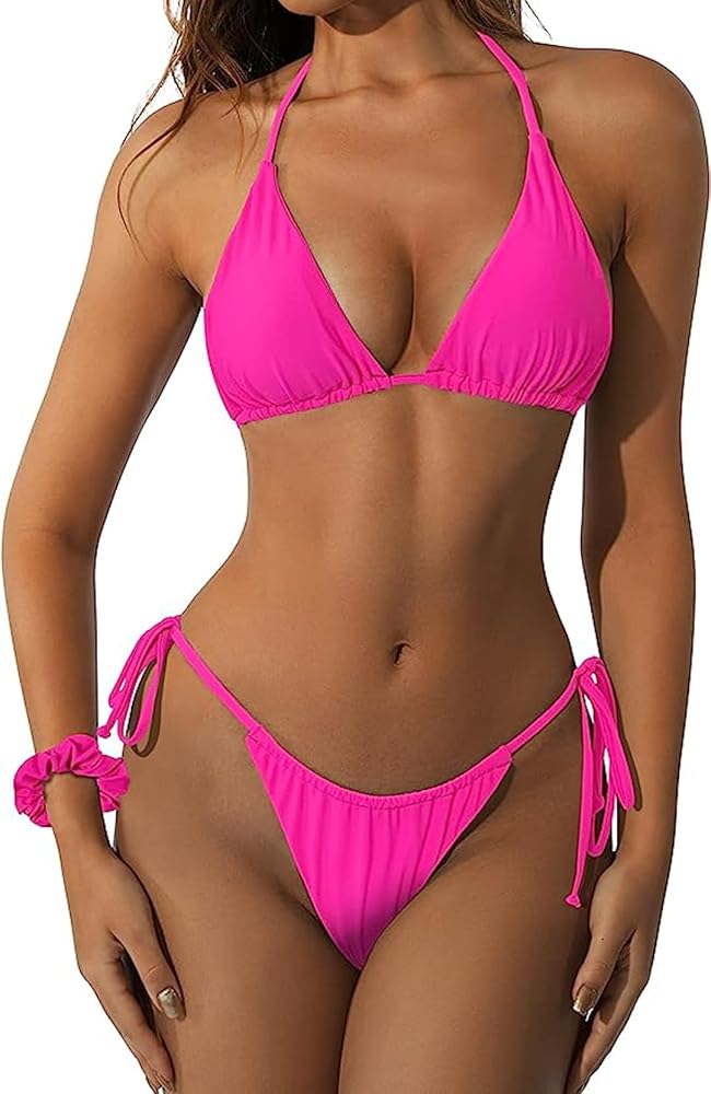 String Bikini Set for Women Sexy Swimsuit Tie Side Thong Bathing Suit Brazilian 3pc