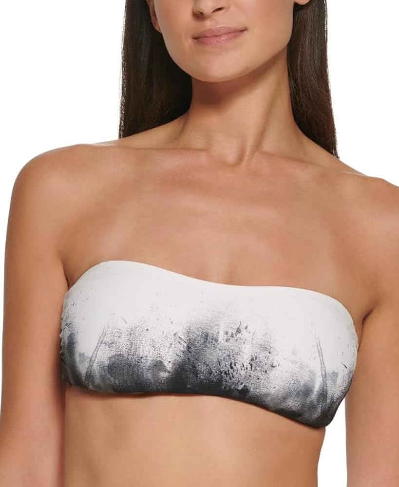 Calvin Klein Women's Printed Removable-Straps Bandeau Bikini Bra Top