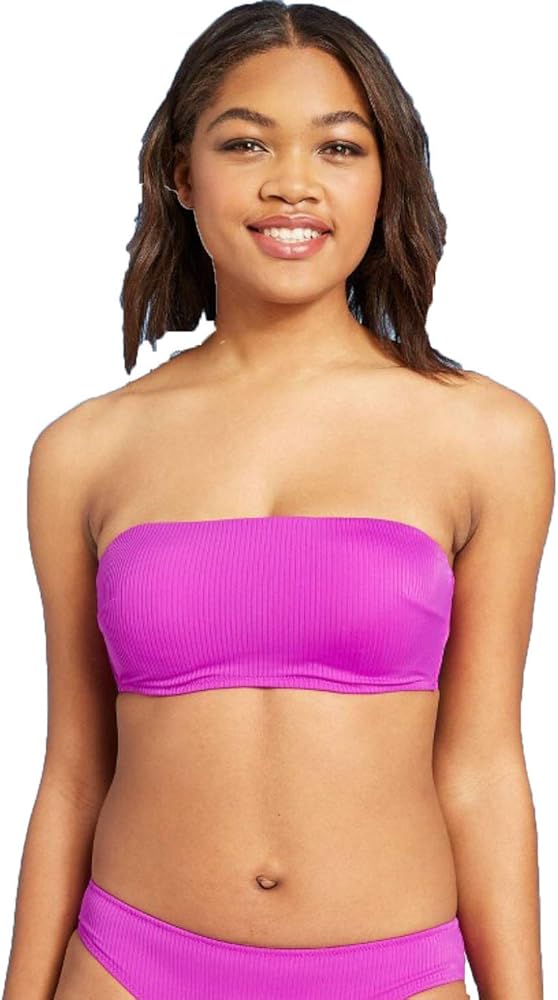 Shade & Shore Women's Ribbed Bandeau Bikini Top - Lotus Purple - (34B)