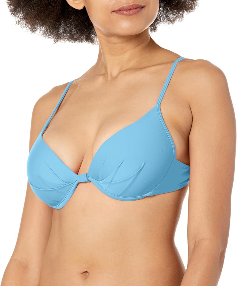 Body Glove Women's Standard Smoothies Greta Solid Molded Cup Underwire Push Up Bikini Top Swimsuit, Periwinkle