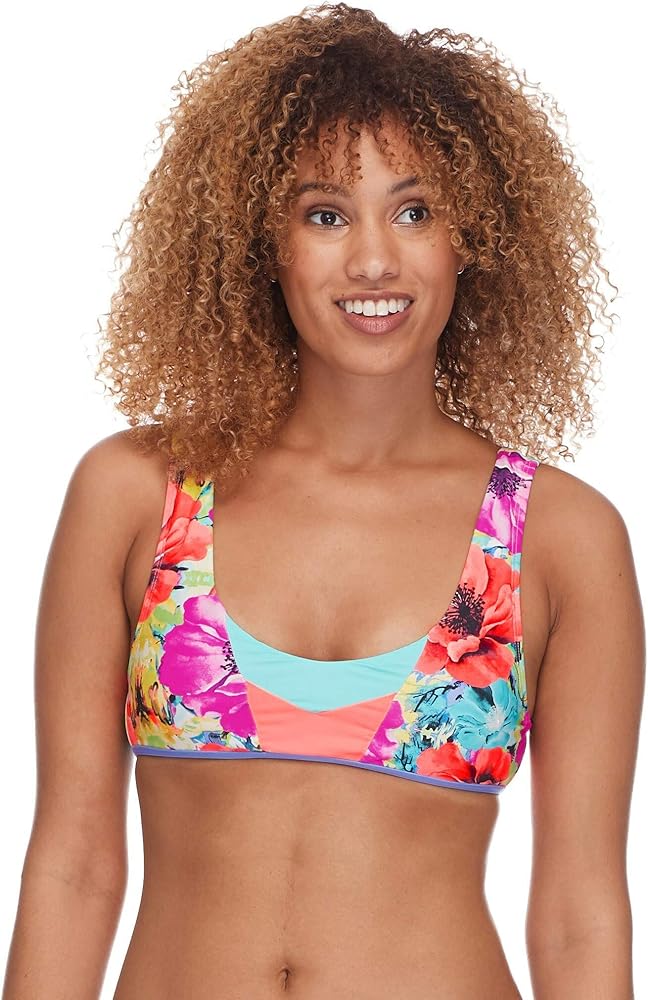 EIDON Women's Katia V-Scoop Bikini Top Swimsuit with Soft Tie Back